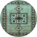 Round Machine Washable Persian Light Blue Traditional Rug, wshtr486lblu