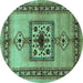 Round Persian Turquoise Traditional Rug, tr486turq
