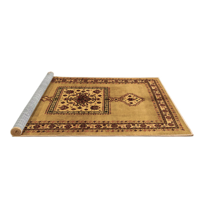 Sideview of Machine Washable Persian Brown Traditional Rug, wshtr486brn