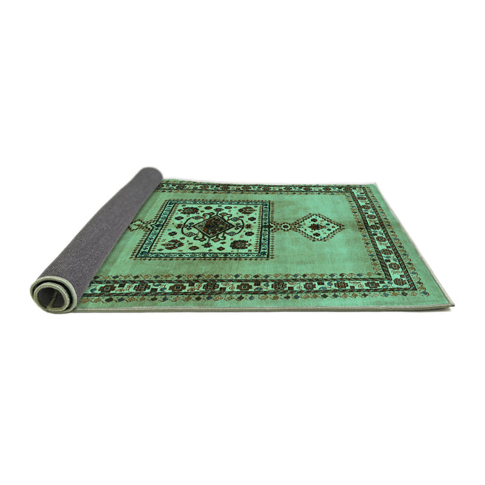 Sideview of Persian Turquoise Traditional Rug, tr486turq