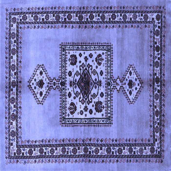 Square Machine Washable Persian Blue Traditional Rug, wshtr486blu