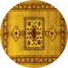 Round Persian Yellow Traditional Rug, tr486yw