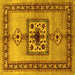 Square Machine Washable Persian Yellow Traditional Rug, wshtr486yw