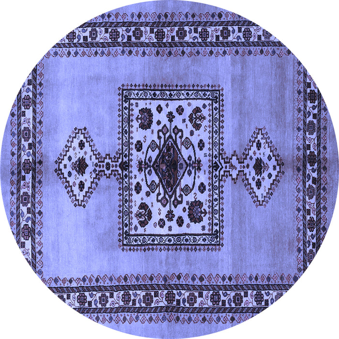 Round Machine Washable Persian Blue Traditional Rug, wshtr486blu
