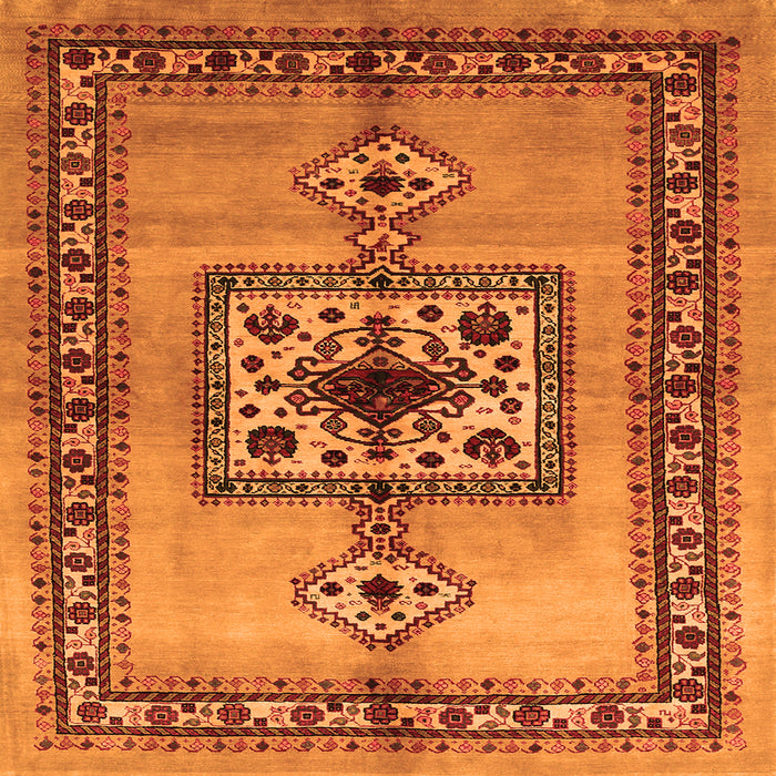 Round Machine Washable Persian Orange Traditional Area Rugs, wshtr486org