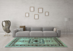 Machine Washable Persian Light Blue Traditional Rug in a Living Room, wshtr486lblu