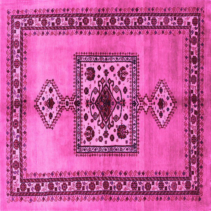 Square Machine Washable Persian Pink Traditional Rug, wshtr486pnk