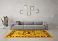 Machine Washable Persian Yellow Traditional Rug, wshtr486yw