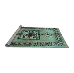 Sideview of Machine Washable Persian Light Blue Traditional Rug, wshtr486lblu
