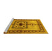 Sideview of Machine Washable Persian Yellow Traditional Rug, wshtr486yw