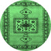 Round Machine Washable Persian Emerald Green Traditional Area Rugs, wshtr486emgrn