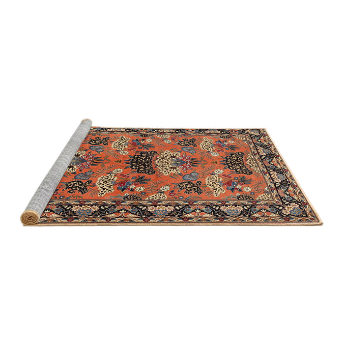 Sideview of Machine Washable Traditional Saffron Red Rug, wshtr487