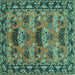 Square Persian Turquoise Traditional Rug, tr487turq