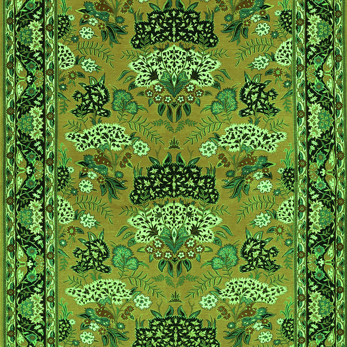 Serging Thickness of Machine Washable Persian Green Traditional Area Rugs, wshtr487grn