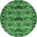 Round Persian Emerald Green Traditional Rug, tr487emgrn