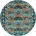 Round Persian Light Blue Traditional Rug, tr487lblu