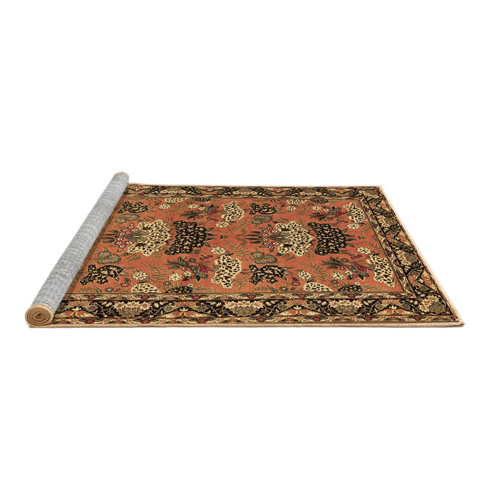 Sideview of Machine Washable Persian Brown Traditional Rug, wshtr487brn