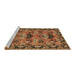 Sideview of Machine Washable Persian Brown Traditional Rug, wshtr487brn