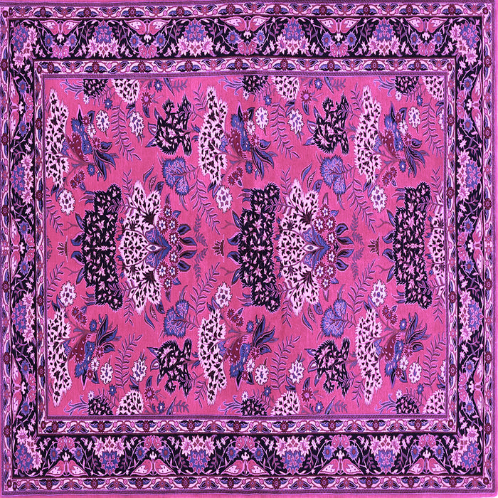 Square Machine Washable Persian Purple Traditional Area Rugs, wshtr487pur