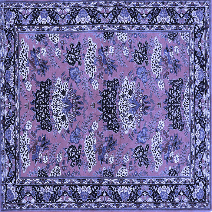 Square Machine Washable Persian Blue Traditional Rug, wshtr487blu