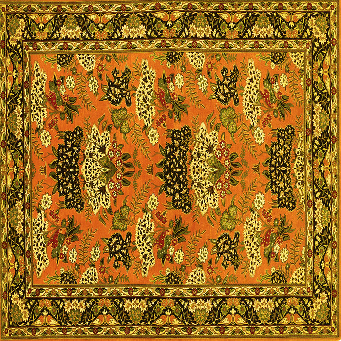 Square Machine Washable Persian Yellow Traditional Rug, wshtr487yw