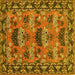 Square Machine Washable Persian Yellow Traditional Rug, wshtr487yw