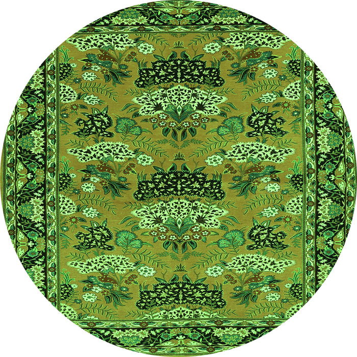 Square Persian Green Traditional Rug, tr487grn