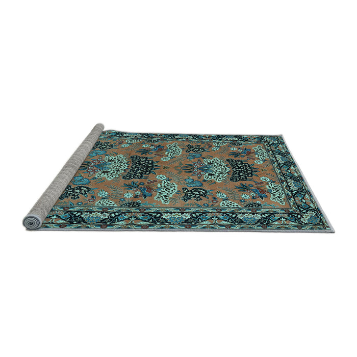 Sideview of Machine Washable Persian Light Blue Traditional Rug, wshtr487lblu