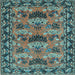 Square Machine Washable Persian Light Blue Traditional Rug, wshtr487lblu