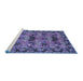 Sideview of Machine Washable Persian Blue Traditional Rug, wshtr487blu