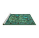 Sideview of Machine Washable Animal Turquoise Traditional Area Rugs, wshtr488turq