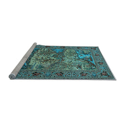 Sideview of Machine Washable Animal Light Blue Traditional Rug, wshtr488lblu