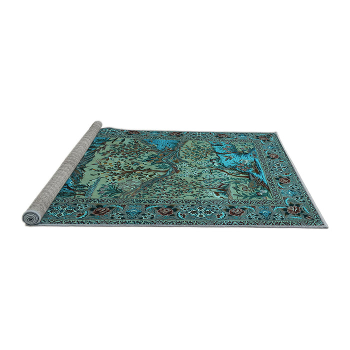 Sideview of Machine Washable Animal Light Blue Traditional Rug, wshtr488lblu