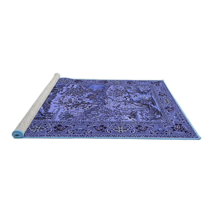 Sideview of Machine Washable Animal Blue Traditional Rug, wshtr488blu