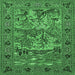 Square Animal Emerald Green Traditional Rug, tr488emgrn