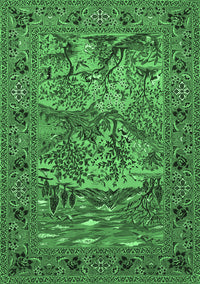 Animal Emerald Green Traditional Rug, tr488emgrn