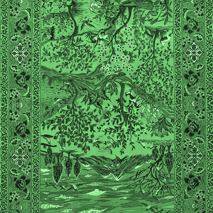 Machine Washable Animal Emerald Green Traditional Area Rugs, wshtr488emgrn