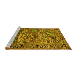 Sideview of Machine Washable Animal Yellow Traditional Rug, wshtr488yw