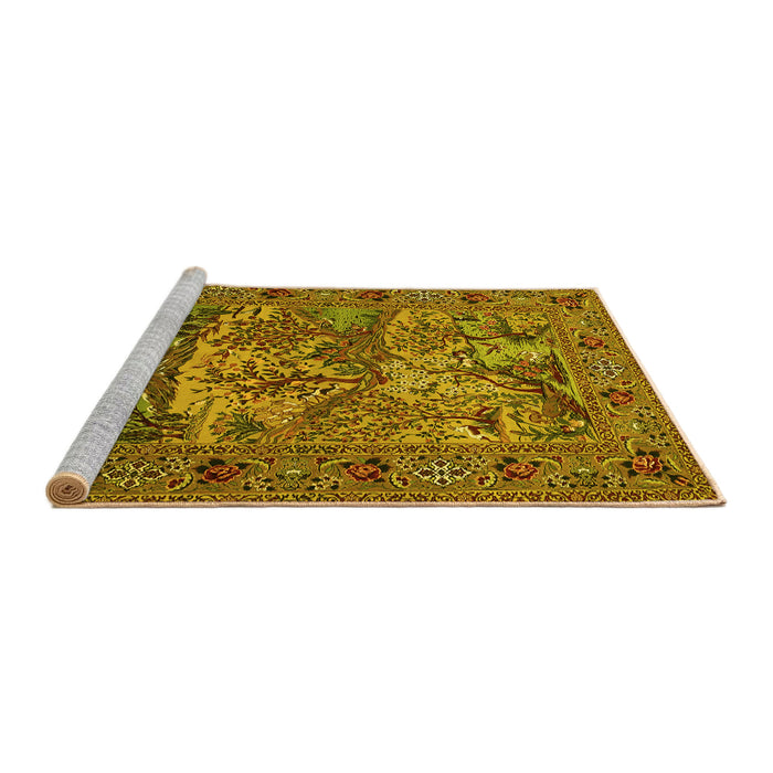 Sideview of Machine Washable Animal Yellow Traditional Rug, wshtr488yw