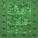 Square Machine Washable Animal Emerald Green Traditional Area Rugs, wshtr488emgrn