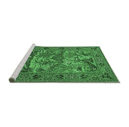 Sideview of Machine Washable Animal Emerald Green Traditional Area Rugs, wshtr488emgrn