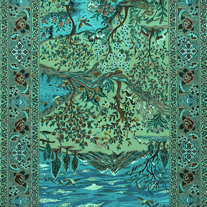 Machine Washable Animal Turquoise Traditional Area Rugs, wshtr488turq