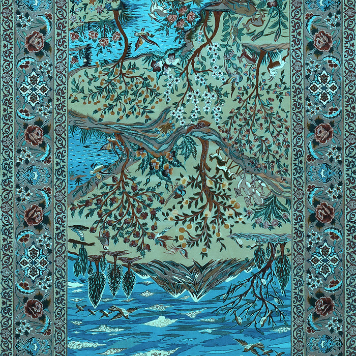 Machine Washable Animal Light Blue Traditional Rug, wshtr488lblu