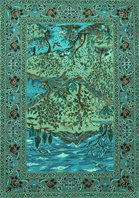 Animal Turquoise Traditional Rug, tr488turq