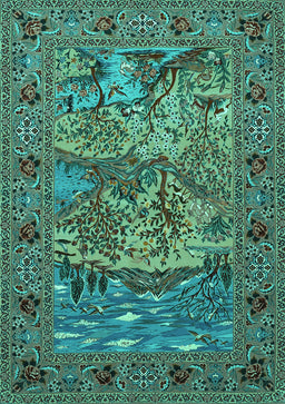 Animal Turquoise Traditional Rug, tr488turq