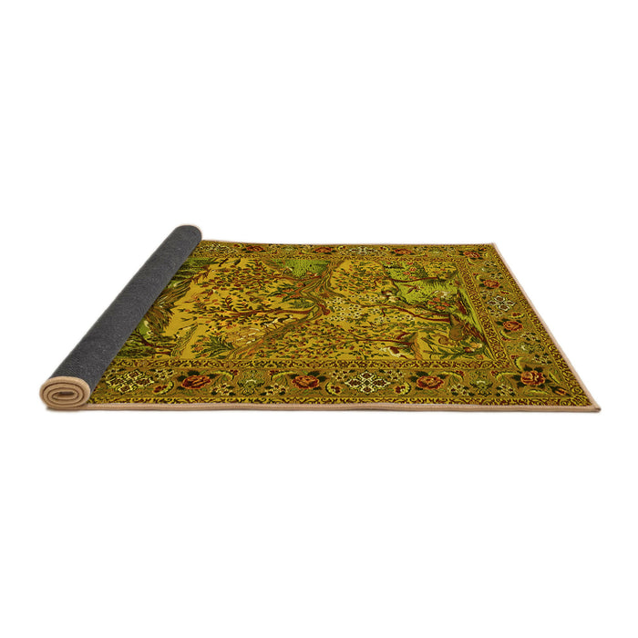 Sideview of Animal Yellow Traditional Rug, tr488yw