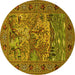 Round Animal Yellow Traditional Rug, tr488yw