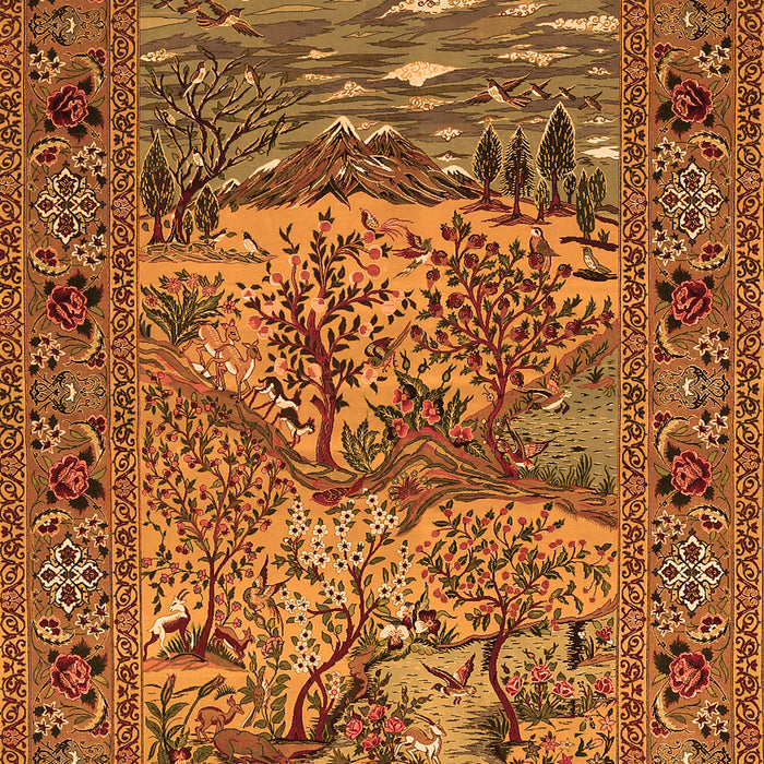 Serging Thickness of Machine Washable Animal Orange Traditional Area Rugs, wshtr488org