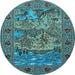 Round Animal Light Blue Traditional Rug, tr488lblu