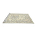 Sideview of Machine Washable Traditional Sage Green Rug, wshtr489